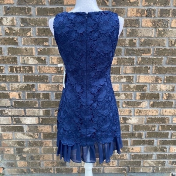NEW Eliza J Blue Crochet Floral Overlay Dress - Size 4 - Special Occasions - Picture 7 of 7